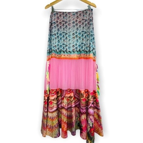 NWOT IPNG Boho Gypsy Whimsical Mixed Print Flowy Fairy Tale Maxi Skirt Size M/L - Picture 6 of 16
